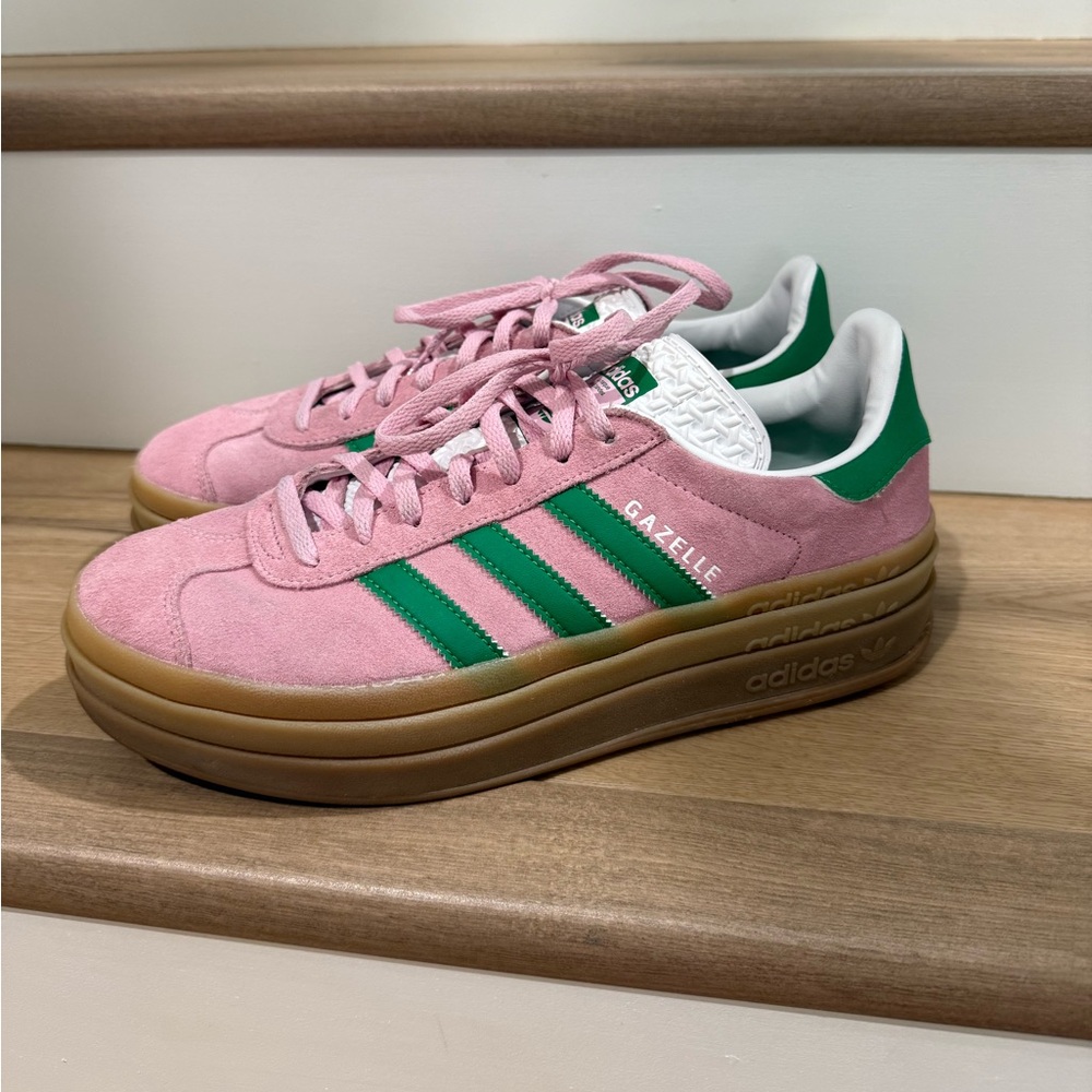 adidas Gazelle Shoes Women’s Pink and Green Sneakers Size 9.5